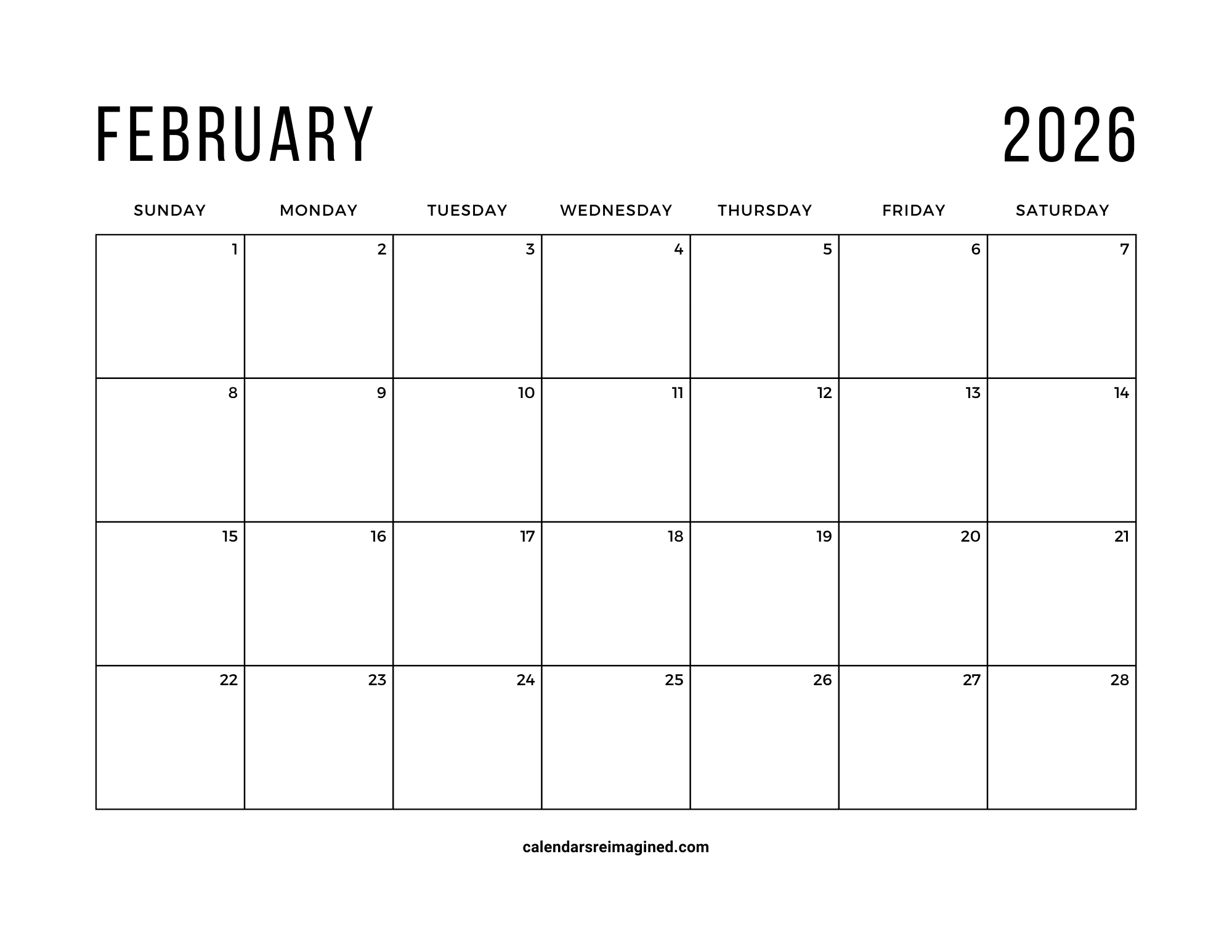 February 2026 Calendar
