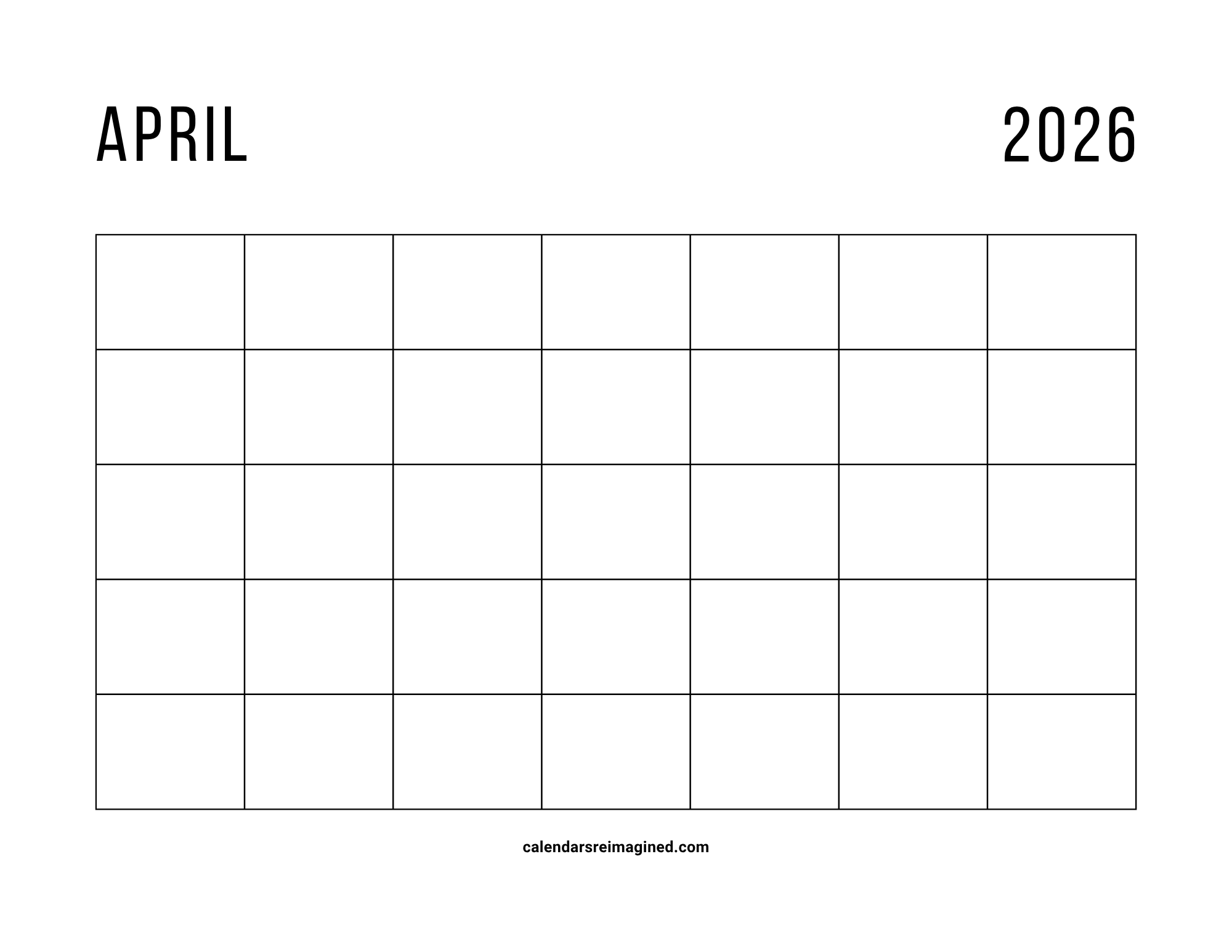 April 2026 Calendar