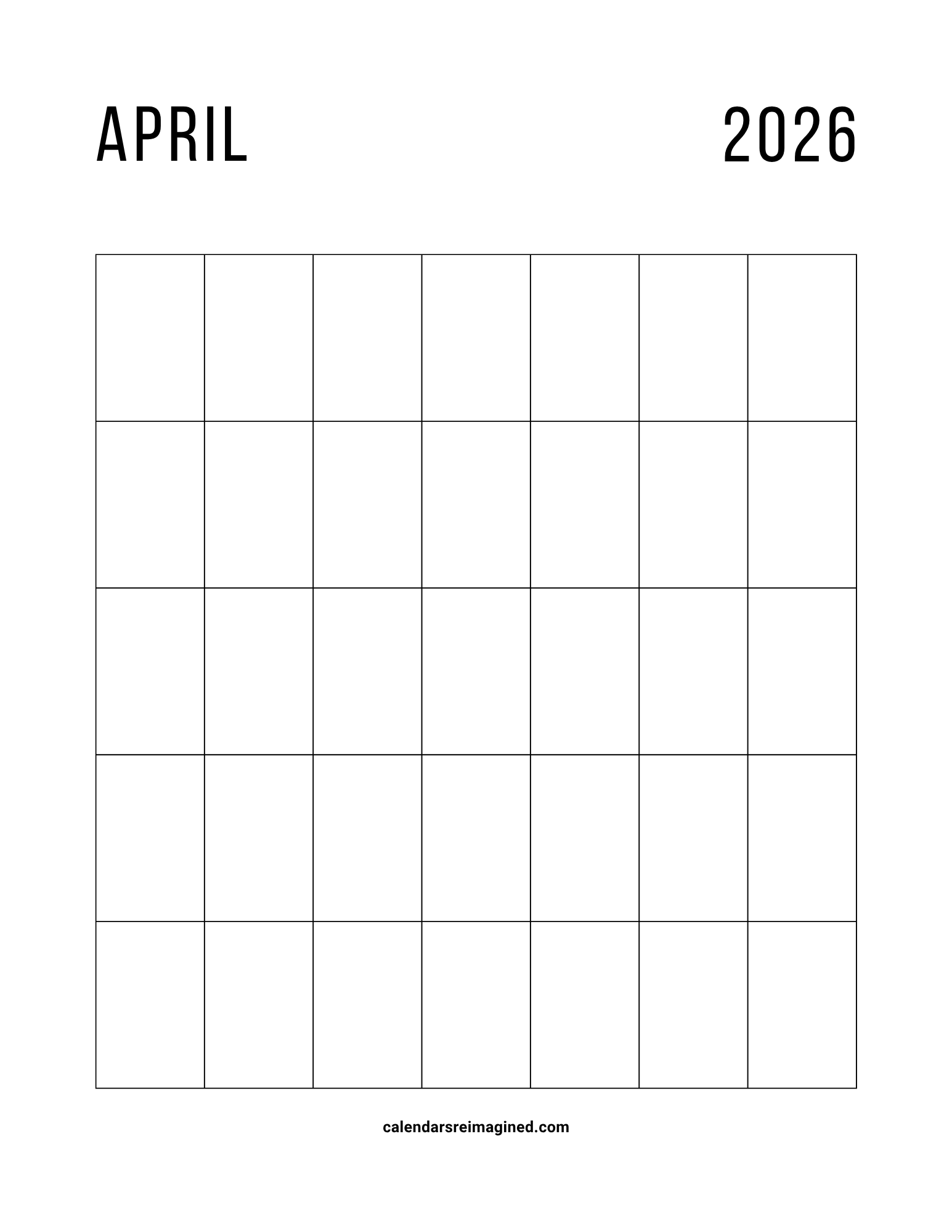 April 2026 Calendar
