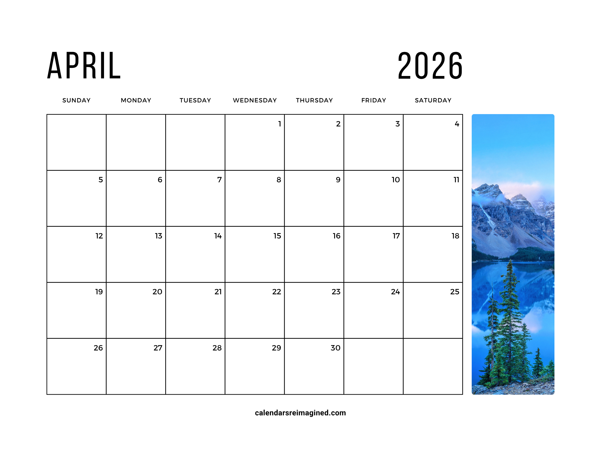 April 2026 Calendar