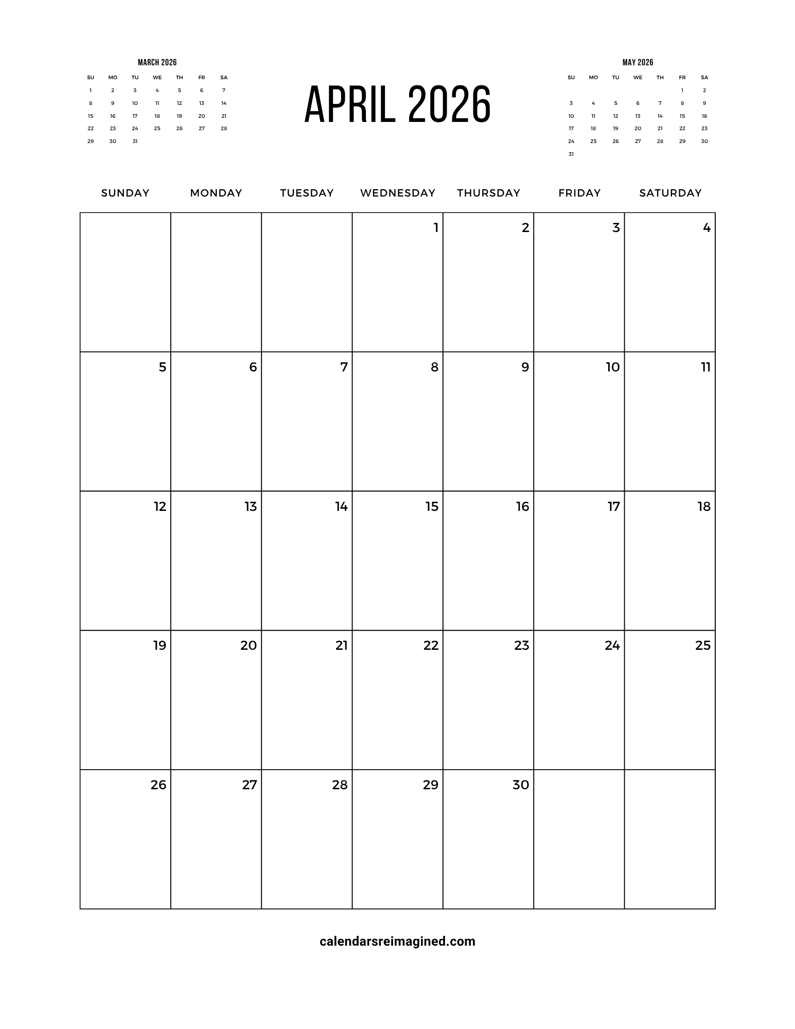 April 2026 Calendar