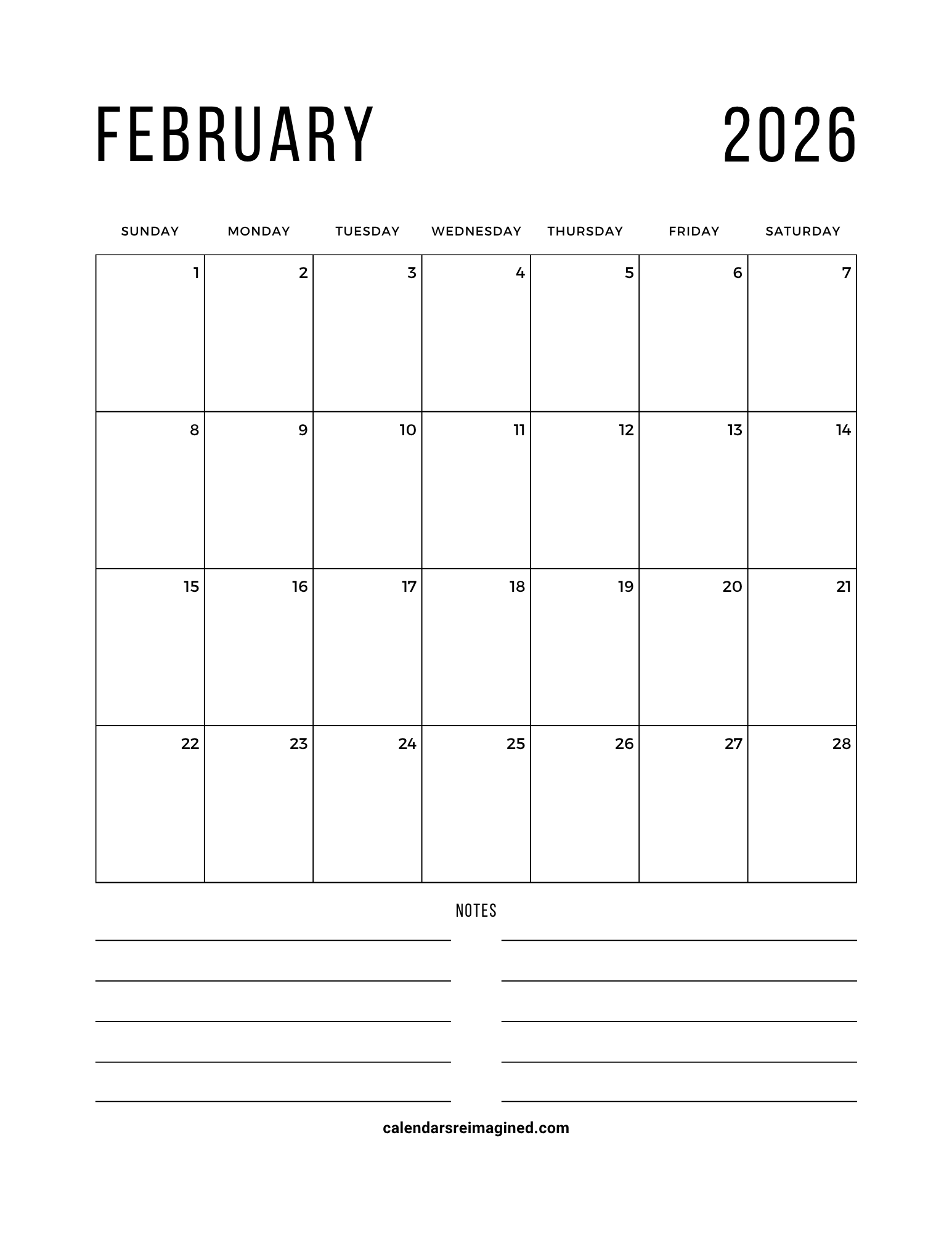 February 2026 Calendar
