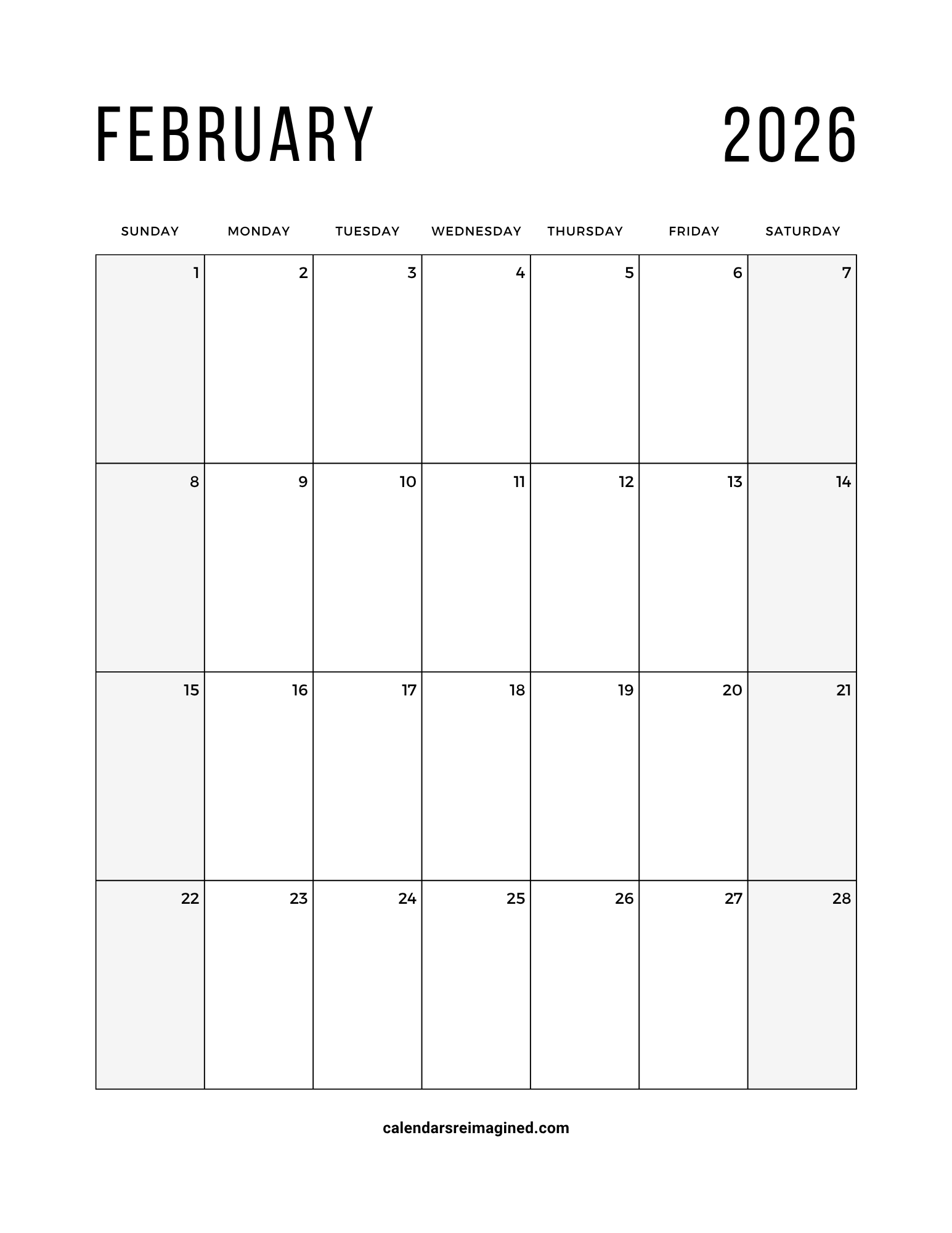 February 2026 Calendar