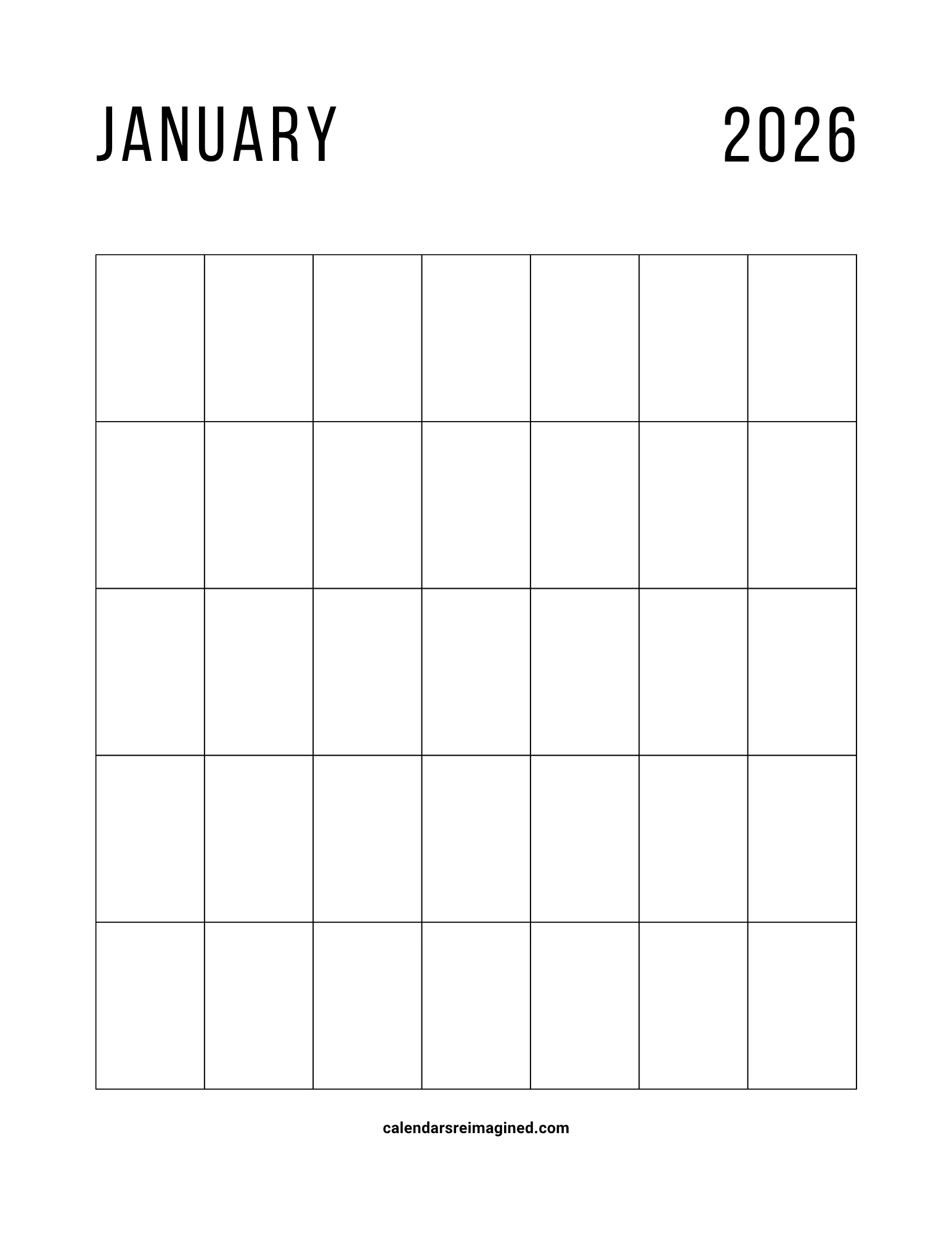January 2026 Calendar