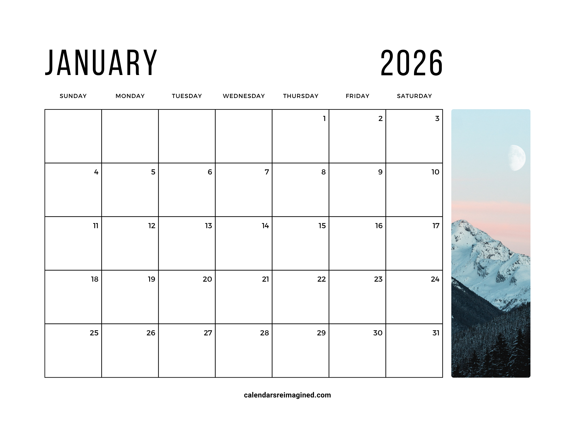 January 2026 Calendar