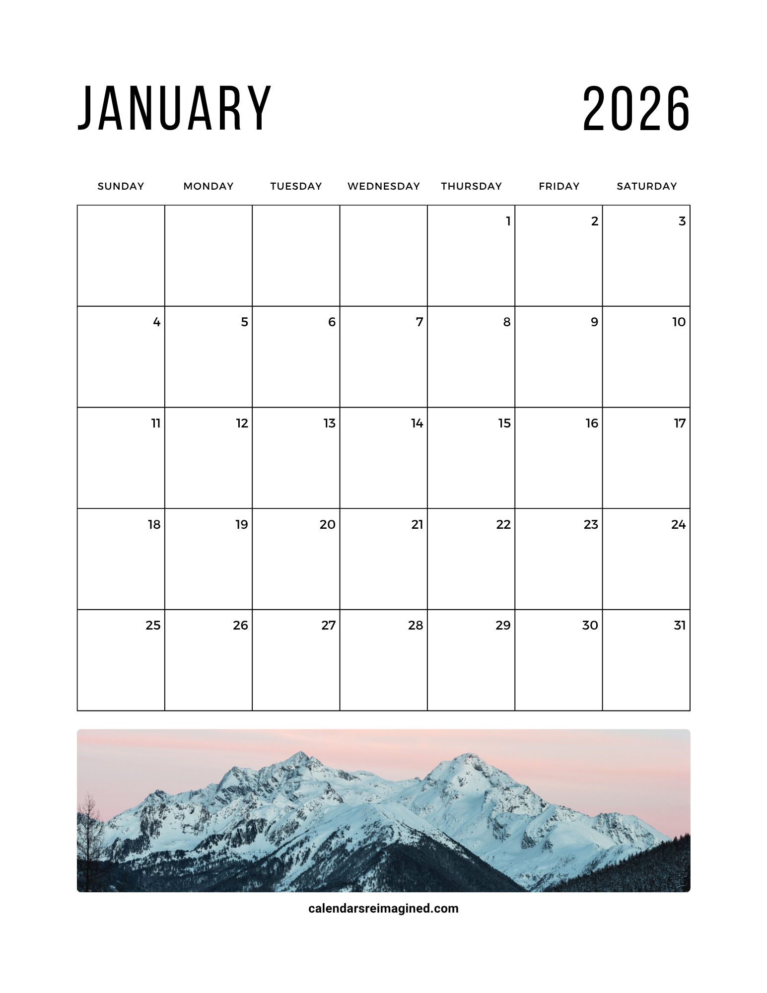 January 2026 Calendar