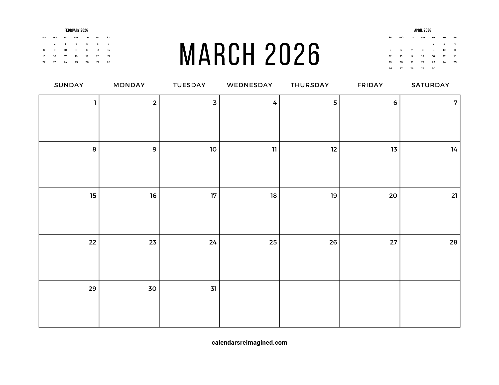 March 2026 Calendar