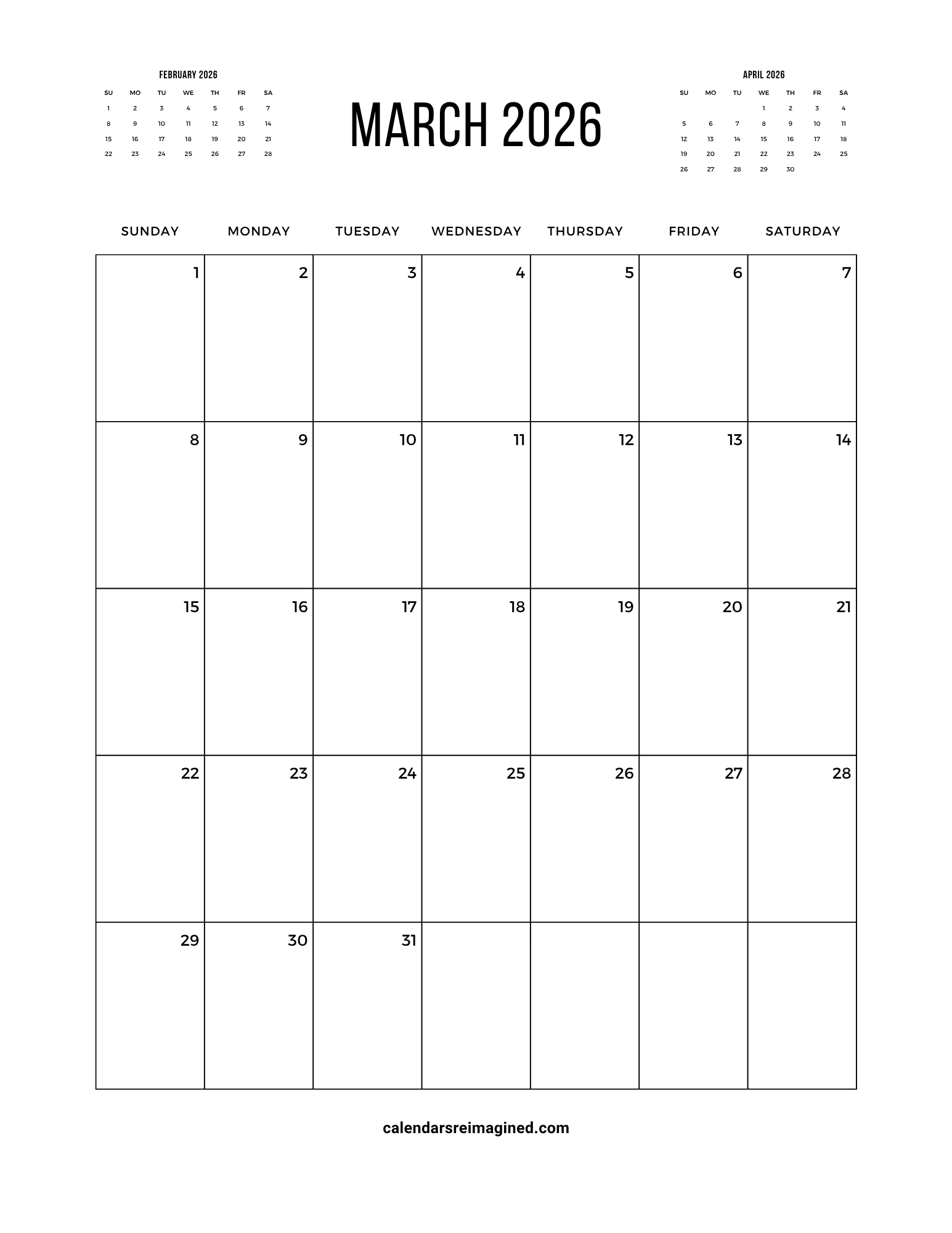 March 2026 Calendar
