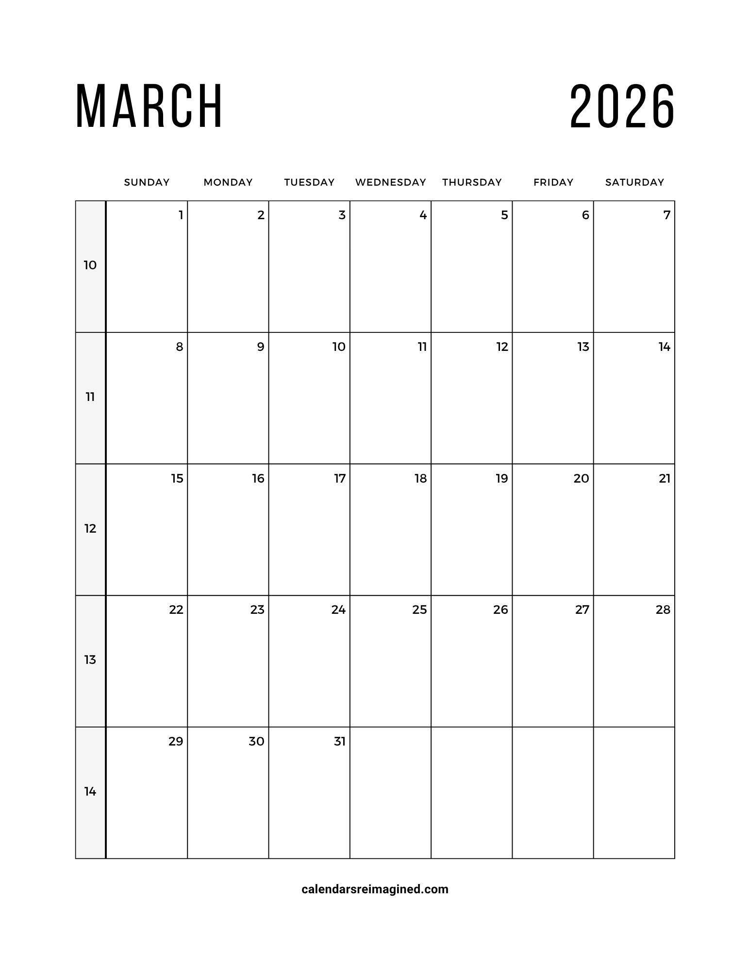 March 2026 Calendar