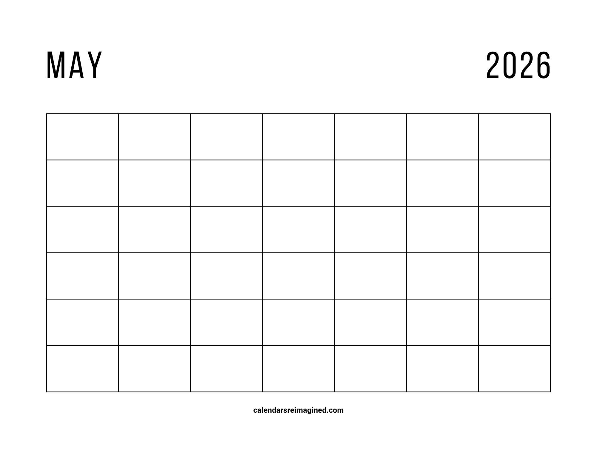 May 2026 blank calendar