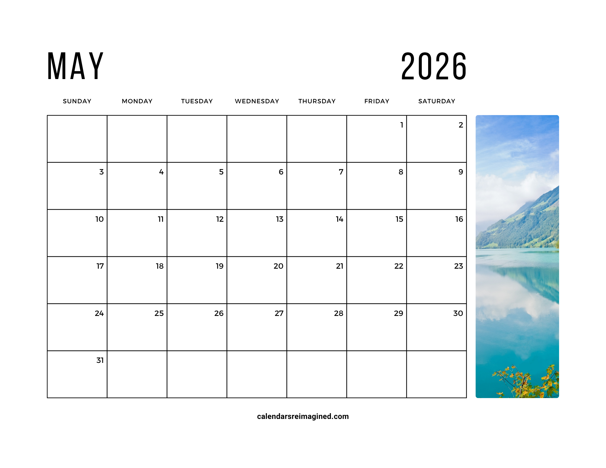 May 2026 calendar with photos