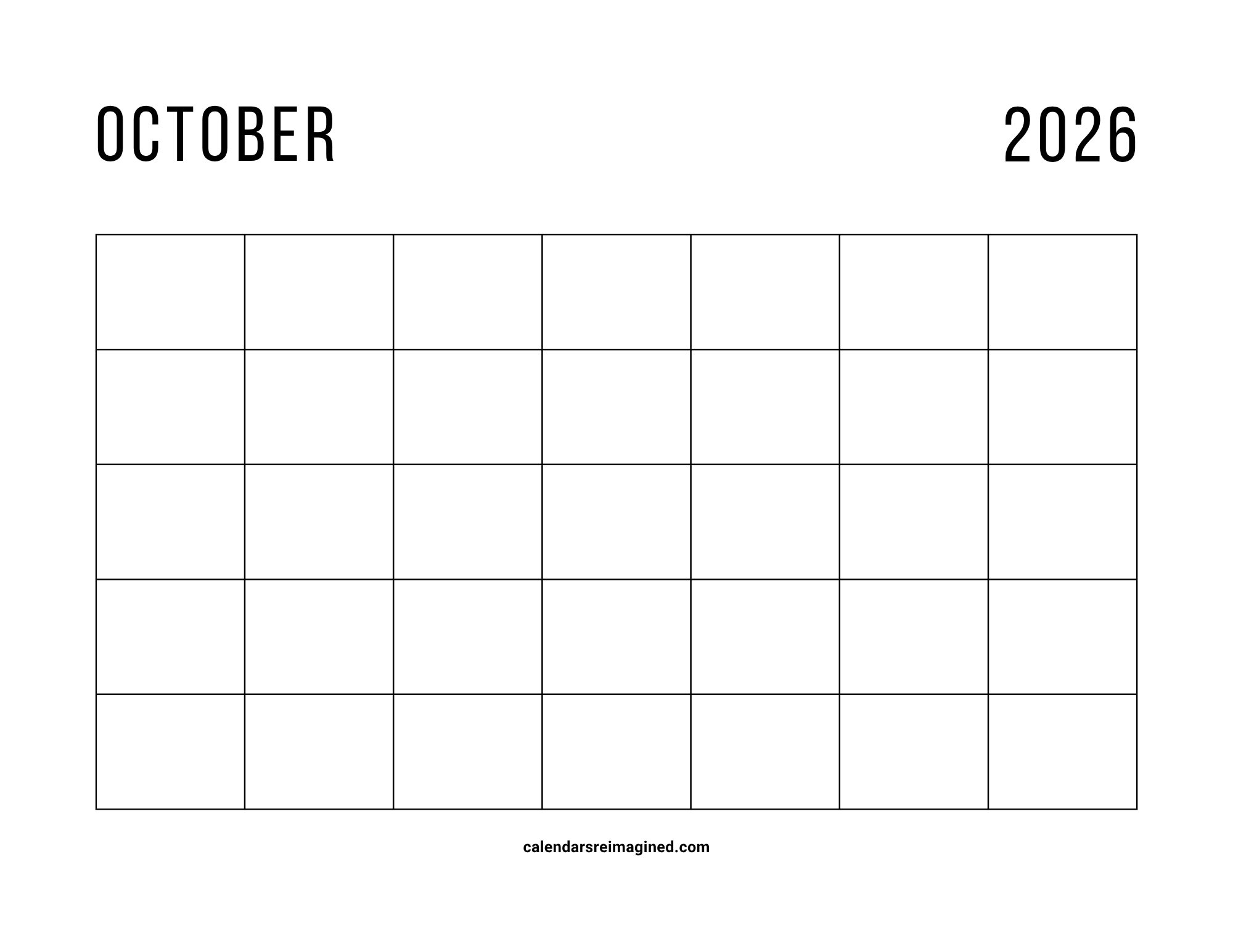 October 2026 blank calendar