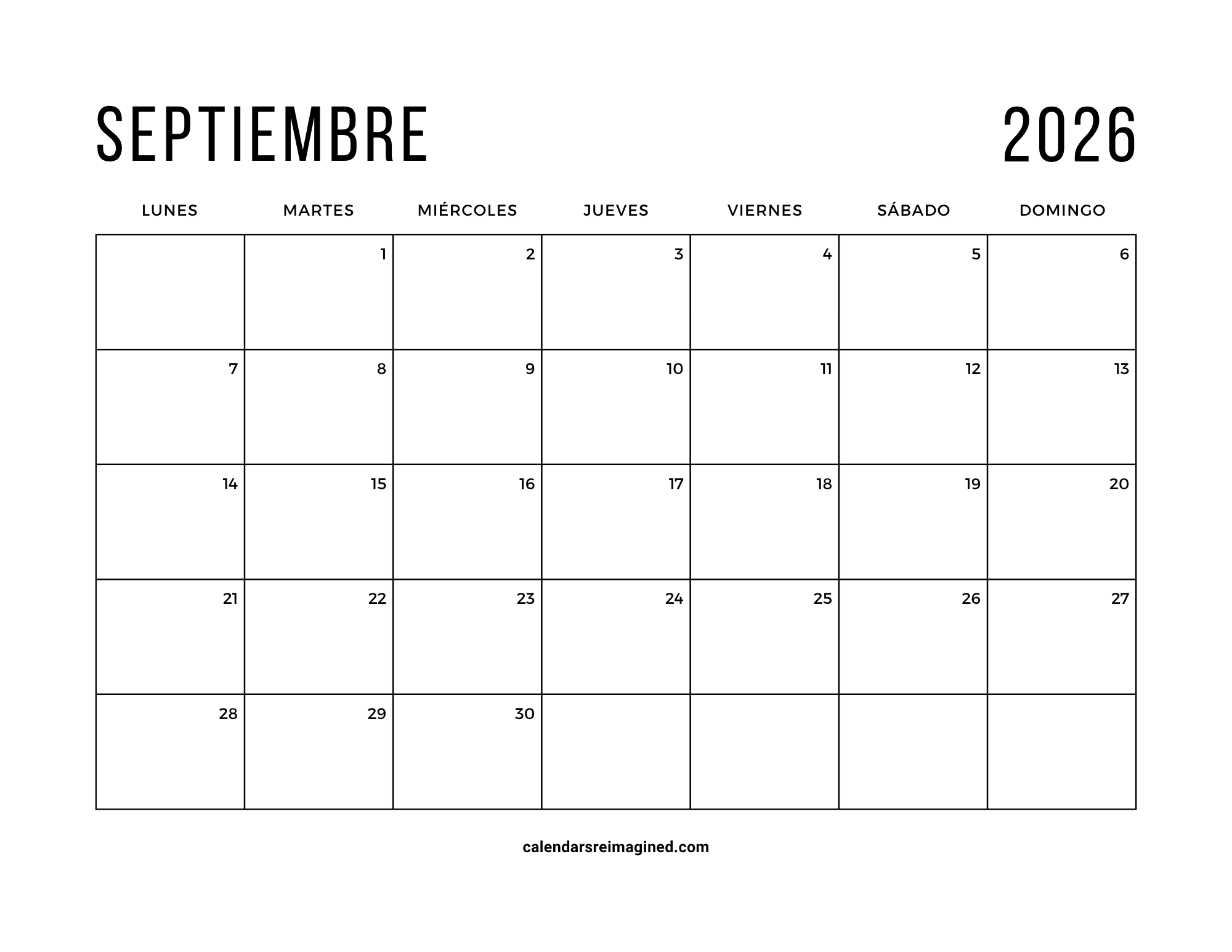 septiembre 2026 calendar